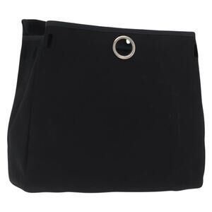 HERMES Spare Bag Canvas Black Silver Auth am10325